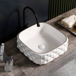 UMYWALKA NABLATOWA CERAMICZNA KWADRATOWA PEARL-WH-GL-400 BIAŁA PEARL-WH-GL-400