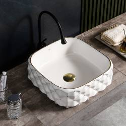 UMYWALKA NABLATOWA CERAMICZNA KWADRATOWA PEARL-WH-GL-400 BIAŁA PEARL-WH-GL-400