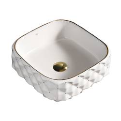 UMYWALKA NABLATOWA CERAMICZNA KWADRATOWA PEARL-WH-GL-400 BIAŁA PEARL-WH-GL-400