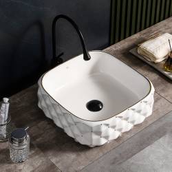 UMYWALKA NABLATOWA CERAMICZNA KWADRATOWA PEARL-WH-GL-400 BIAŁA PEARL-WH-GL-400