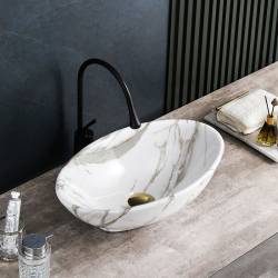 UMYWALKA NABLATOWA CERAMICZNA MARMUROWA OWALNA LUMO-MAR1-530
