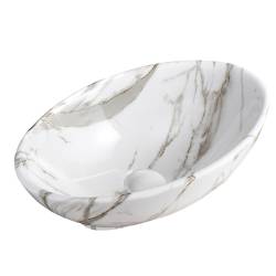 UMYWALKA NABLATOWA CERAMICZNA MARMUROWA OWALNA LUMO-MAR1-530