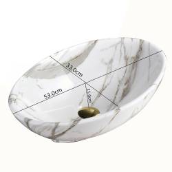 UMYWALKA NABLATOWA CERAMICZNA MARMUROWA OWALNA LUMO-MAR1-530