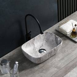UMYWALKA NABLATOWA CERAMICZNA MARMUROWA PROSTOKĄTNA MILO-MAR2-370 SZARA MILO-MAR2-370