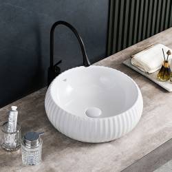 UMYWALKA NABLATOWA CERAMICZNA OKRĄGŁA NAOMI-WH-400 BIAŁA NAOMI-WH-400