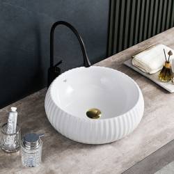 UMYWALKA NABLATOWA CERAMICZNA OKRĄGŁA NAOMI-WH-400 BIAŁA NAOMI-WH-400