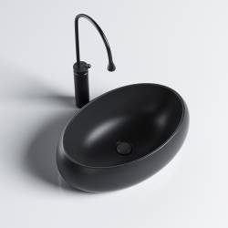 UMYWALKA NABLATOWA CERAMICZNA OWALNA CARI-MTB-500 CZARNA MAT CARI-MTB-500