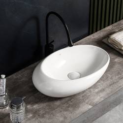 UMYWALKA NABLATOWA CERAMICZNA OWALNA EMMA-WH-490 BIAŁY EMMA-WH-490