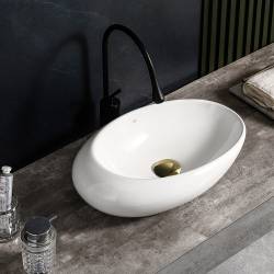UMYWALKA NABLATOWA CERAMICZNA OWALNA EMMA-WH-490 BIAŁY EMMA-WH-490