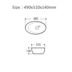 UMYWALKA NABLATOWA CERAMICZNA OWALNA EMMA-WH-490 BIAŁY EMMA-WH-490