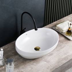 UMYWALKA NABLATOWA CERAMICZNA OWALNA LUMO-WH-500 BIAŁA LUMO-WH-500