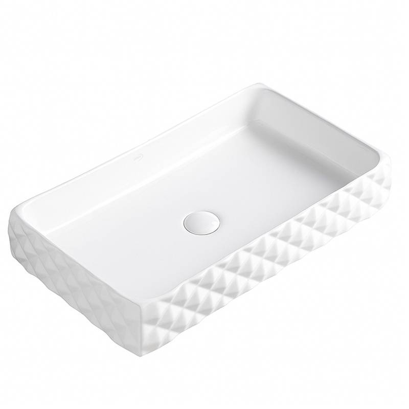 UMYWALKA NABLATOWA CERAMICZNA POSTOKĄTNA PEARL-WH-605 BIAŁA PEARL-WH-605
