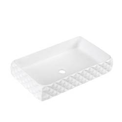 UMYWALKA NABLATOWA CERAMICZNA POSTOKĄTNA PEARL-WH-605 BIAŁA PEARL-WH-605
