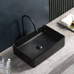 UMYWALKA NABLATOWA CERAMICZNA PROSTOKĄTNA AURA-MTB-500 CZARNY MAT AURA-MTB-500