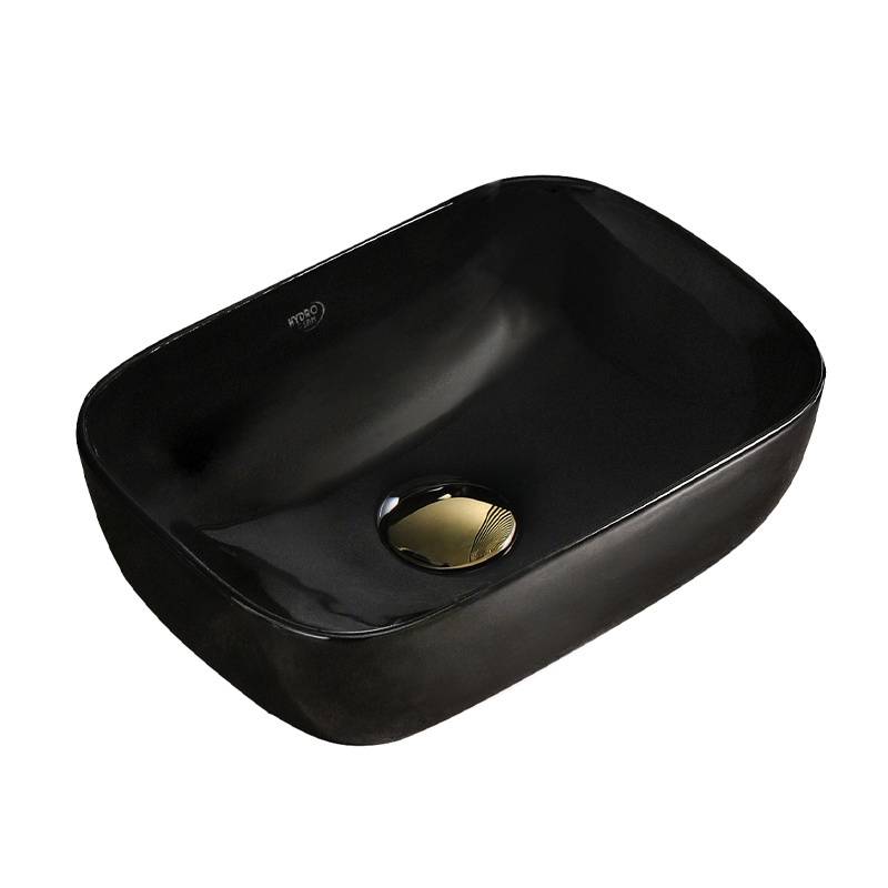 UMYWALKA NABLATOWA CERAMICZNA PROSTOKĄTNA MILO-BL-370 CZARNA MILO-BL-370