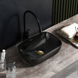 UMYWALKA NABLATOWA CERAMICZNA PROSTOKĄTNA MILO-BL-370 CZARNA MILO-BL-370