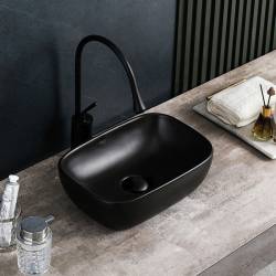 UMYWALKA NABLATOWA CERAMICZNA PROSTOKĄTNA MILO-MTB-370 CZARNA MAT MILO-MTB-370