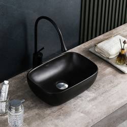 UMYWALKA NABLATOWA CERAMICZNA PROSTOKĄTNA MILO-MTB-370 CZARNA MAT MILO-MTB-370