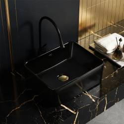 UMYWALKA NABLATOWA CERAMICZNA PROSTOKĄTNA LUXO-BL-410 CZARNY LUXO-BL-410