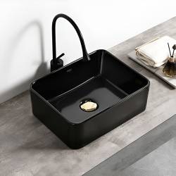 UMYWALKA NABLATOWA CERAMICZNA PROSTOKĄTNA LUXO-BL-410 CZARNY LUXO-BL-410