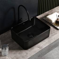 UMYWALKA NABLATOWA CERAMICZNA PROSTOKĄTNA LUXO-BL-410 CZARNY LUXO-BL-410