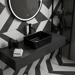 UMYWALKA NABLATOWA CERAMICZNA PROSTOKĄTNA LUXO-BL-410 CZARNY LUXO-BL-410