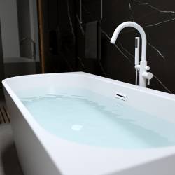 WANNA WOLNOSTOJĄCA PRZYŚCIENNA MERA 509D PRAWA BIAŁA PRZELEW BIAŁY MAT 170x75 CM MERA-509D-R-P-WH-MT