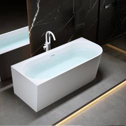 WANNA WOLNOSTOJĄCA PRZYŚCIENNA MERA 509B LEWA BIAŁA PRZELEW BIAŁY MAT 150x75 CM MERA-509B-L-P-WH-MT