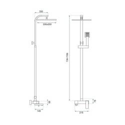 BATERIA PRYSZNICOWA ŁAZIENKOWA Z DESZCZOWNICĄ F170C ZŁOTA SZCZOTKOWANA F170C-GL-BR