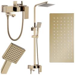 BATERIA PRYSZNICOWA ŁAZIENKOWA Z DESZCZOWNICĄ F170C ZŁOTA SZCZOTKOWANA F170C-GL-BR