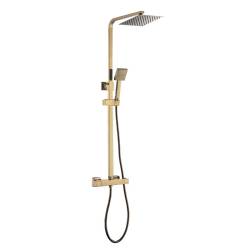BATERIA PRYSZNICOWA Z TERMOSTATEM DESZCZOWNICĄ T153 ZŁOTA SZCZOTKOWANA T153-GL-BR