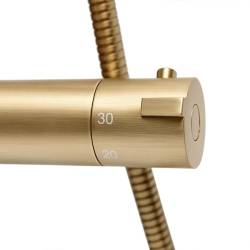 BATERIA PRYSZNICOWA Z TERMOSTATEM I DESZCZOWNICĄ T151-GL-BR ZŁOTA SZCZOTKOWANA T151-GL-BR
