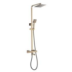 BATERIA PRYSZNICOWA Z TERMOSTATEM I DESZCZOWNICĄ T154C ZŁOTA SZCZOTKOWANA T154-GL-BR