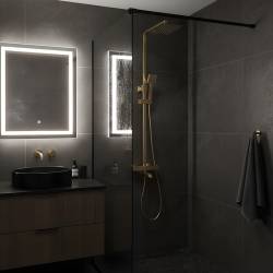 BATERIA PRYSZNICOWA Z TERMOSTATEM I DESZCZOWNICĄ T154C ZŁOTA SZCZOTKOWANA T154-GL-BR