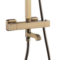 BATERIA PRYSZNICOWA Z TERMOSTATEM I DESZCZOWNICĄ T154C ZŁOTA SZCZOTKOWANA T154-GL-BR