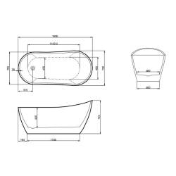 WANNA WOLNOSTOJĄCA FORTE 520B BIAŁA PRZELEW CHROM 160x75 CM FORTE-520B-160X75