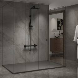 BRODZIK PRYSZNICOWY KAMIENNY PROSTOKĄTNY SLIM RIKO SZARY 140x90 CM RIKO-GR-140X90