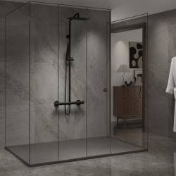 BRODZIK PRYSZNICOWY KAMIENNY PROSTOKĄTNY SLIM RIKO SZARY 120x80 CM RIKO-GR-120X80