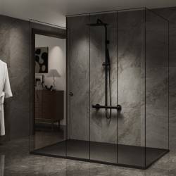 BRODZIK PRYSZNICOWY KAMIENNY PROSTOKĄTNY SLIM RIKO CZARNY 120x90 CM RIKO-BL-120X90
