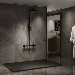 BRODZIK PRYSZNICOWY KAMIENNY PROSTOKĄTNY SLIM RIKO CZARNY 120x80 CM RIKO-BL-120X80