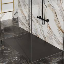 BRODZIK PRYSZNICOWY KAMIENNY PROSTOKĄTNY SLIM RIKO CZARNY 120x70 CM RIKO-BL-120X70
