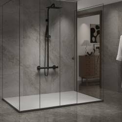 BRODZIK PRYSZNICOWY KAMIENNY PROSTOKĄTNY SLIM RIKO BIAŁY 90x80 CM RIKO-WH-90X80