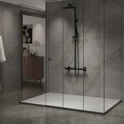 BRODZIK PRYSZNICOWY KAMIENNY PROSTOKĄTNY SLIM RIKO BIAŁY 90x70 CM RIKO-WH-90X70