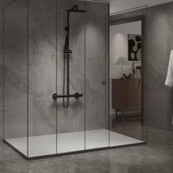 BRODZIK PRYSZNICOWY KAMIENNY PROSTOKĄTNY SLIM RIKO BIAŁY 90x70 CM RIKO-WH-90X70