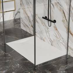 BRODZIK PRYSZNICOWY KAMIENNY PROSTOKĄTNY SLIM RIKO BIAŁY 150x80 CM RIKO-WH-150X80