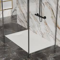BRODZIK PRYSZNICOWY KAMIENNY PROSTOKĄTNY SLIM RIKO BIAŁY 140x90 CM RIKO-WH-140X90