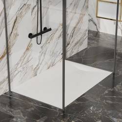 BRODZIK PRYSZNICOWY KAMIENNY PROSTOKĄTNY SLIM RIKO BIAŁY 130x90 CM RIKO-WH-130X90
