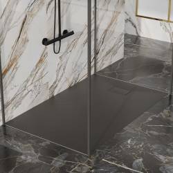 BRODZIK PRYSZNICOWY KAMIENNY PROSTOKĄTNY SLIM JUKO CZARNY 90x80 CM JUKO-BL-90X80