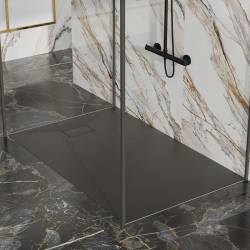 BRODZIK PRYSZNICOWY KAMIENNY PROSTOKĄTNY SLIM JUKO CZARNY 130x80 CM JUKO-BL-130X80