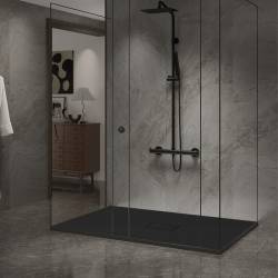 BRODZIK PRYSZNICOWY KAMIENNY PROSTOKĄTNY SLIM JUKO CZARNY 120x100 CM JUKO-BL-120X100